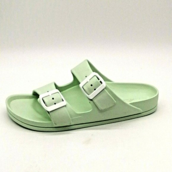 Mata‎ Womens Weekend Slide Sandals Mint Green Double Strap Buckles 7.5 - Picture 1 of 10